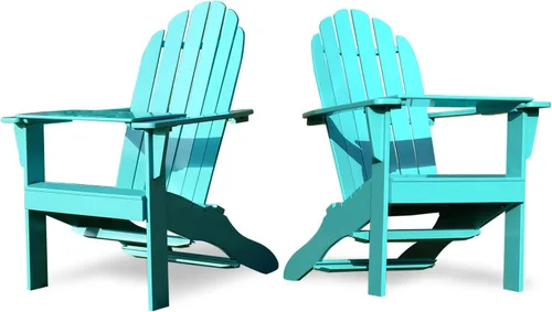 Miniatura 10 de Cambridge Casual Silla Adirondack Magnolia de madera maciza de 2 piezas con mesa de bandeja, color negro