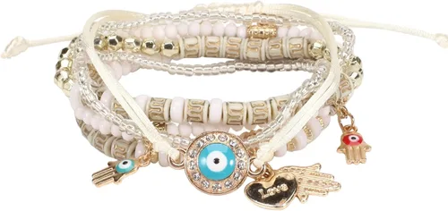 Miniatura 7 de Budsmile Pulseras bohemias de cuentas elásticas para mujeres y niñas, juego de pulseras apilables en múltiples capas, dijes multicolor hechos a