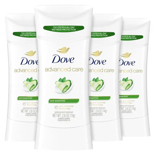 Dove Advanced Care - Desodorante antiperspirante en barra Cool Essentials 4 unidades para ayudar a reparar la barrera de la piel después del