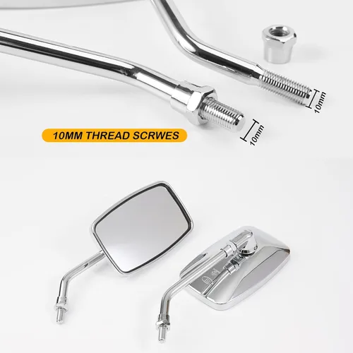 Miniatura 2 de Espejos de motocicleta, perno de 0.394 in para manillar de motocicleta rectangular, retrovisor, espejos laterales, compatibles con Kawasaki Honda