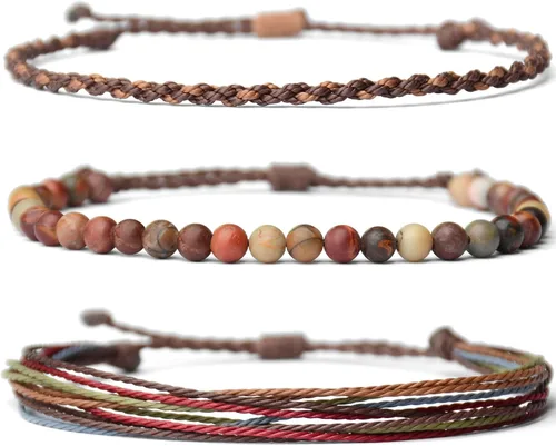Miniatura 19 de Pulsera curativa hecha a mano con cuentas de piedra natural, regalo para hombres, pulsera de cuerda ajustable
