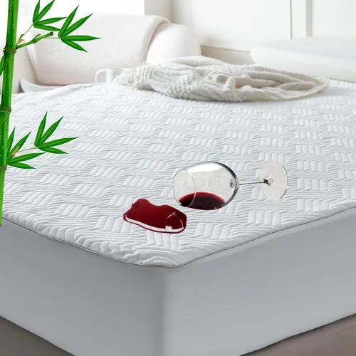 Miniatura 7 de Protector de colchón impermeable de 5 lados, viscosa de bambú suave, refrescante y transpirable, bolsillo profundo para camas de hasta 18 pulgadas