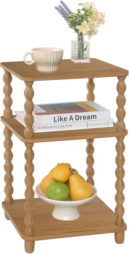 Miniatura 8 de Fultyle - Mesa auxiliar, mesa auxiliar pequeña con estante abierto de 3 niveles, mesita de noche moderna para sala de estar, dormitorio, oficina