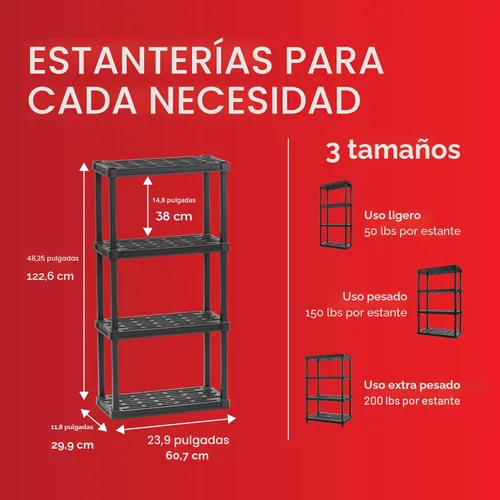 Miniatura 2 de IRIS USA Estantes de almacenamiento de plástico ligeros de 4 estantes, capacidad de 200 libras, 48 pulgadas de alto x 24 pulgadas de ancho x 12 Negro