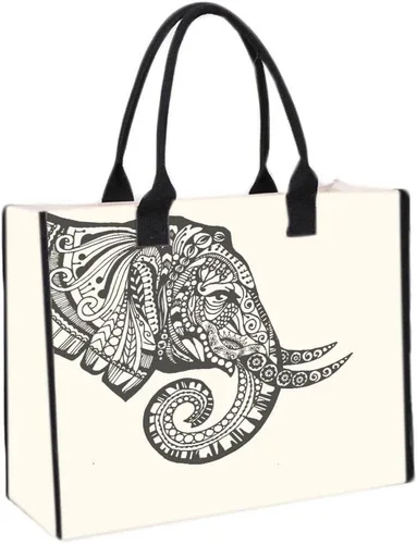 Bolsas de lona grandes personalizadas, bolsas de playa reutilizables, regalos para mujeres, cumpleaños, con bolsillo interior, mandala