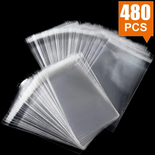 Miniatura 2 de 480 bolsas de celofán resellables transparentes de 2 tamaños con 180 PCS de 3.5 x 5 pulgadas, 300 PCS de 4 x 6 pulgadas, buenas para panadería