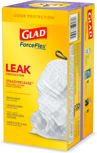 Miniatura 9 de Glad ForceFlex - Bolsas de basura altas con cordón, bolsas de basura blancas de 13 galones para basura de cocina alta, lavanda mediterránea