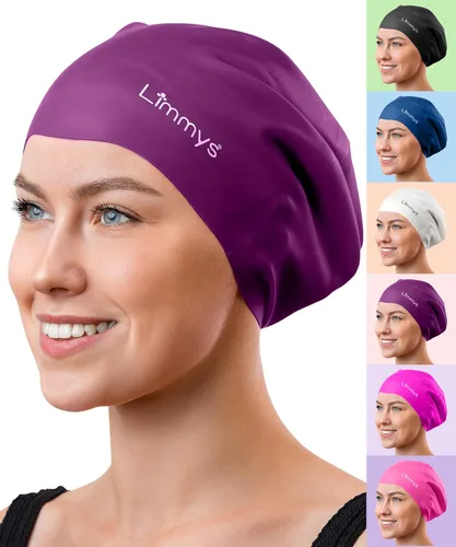 Limmys Gorro de Natación Premium para Mujeres con Cabello Largo – Gorro de Natación de Silicona Suave para Mujeres – Cómodo, Ajuste con Espacio