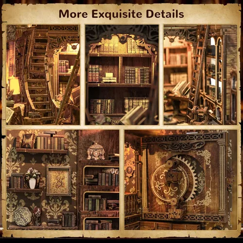 Miniatura 3 de Rincones de libros para adultos, kit de rincón de libros en miniatura para casa de muñecas, kits de modelos, kits de manualidades para adultos