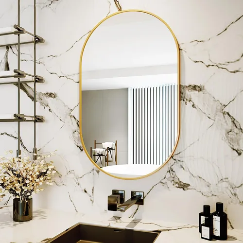 Miniatura 5 de Protylctaster Espejos ovalados, espejos ovalados de baño, espejo negro de 20 x 28 pulgadas, espejos decorativos de pared, espejos de baño para sobre