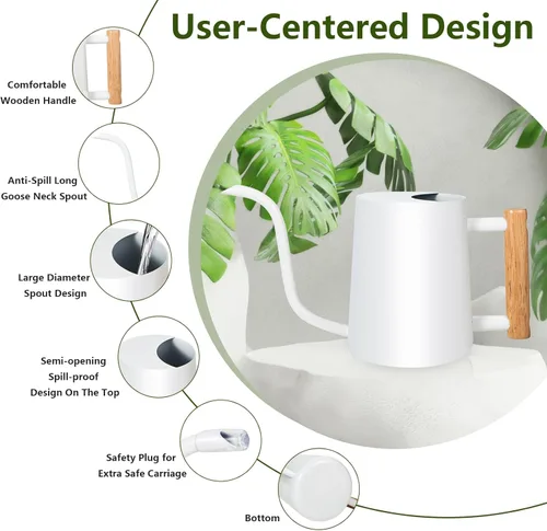 Miniatura 6 de Regadera para plantas de interior, regadera pequeña de acero inoxidable de 35 onzas, regadera decorativa moderna con boquilla larga para plantas