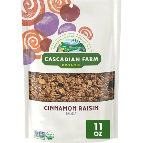 Miniatura 9 de Cascadian Farm Granola orgánica, cereal de almendras de chocolate oscuro, bolsa resellable, 11 onzas