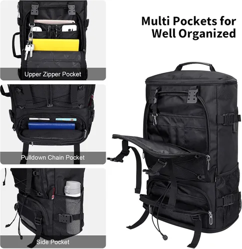 Miniatura 6 de WITZMAN Mochila de viaje para hombre, convertible grande, mochila de mano con compartimento para zapatos para aviones, compatible con laptop de 17