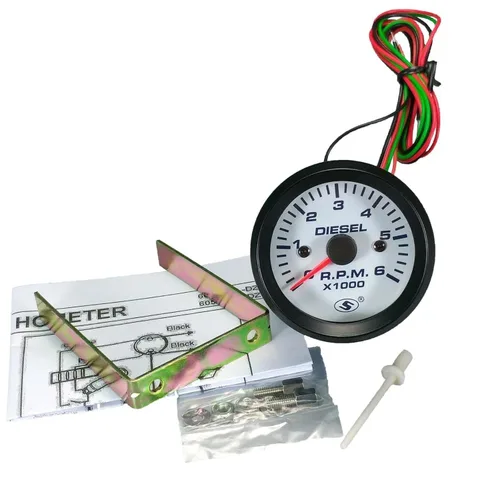 Miniatura 4 de MOTOR METER RACING 52mm 2-1/16" Tacómetro Universal para Alternador de Motor Diesel 6000 RPM Dial Blanco en Panel esfera blanca