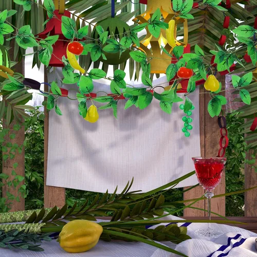 Miniatura 4 de 8 piezas de decoración de Sukkah frutas colgantes para Sucot, decoraciones de frutas de manzana Etrog para fiestas judías (estilo fresco)