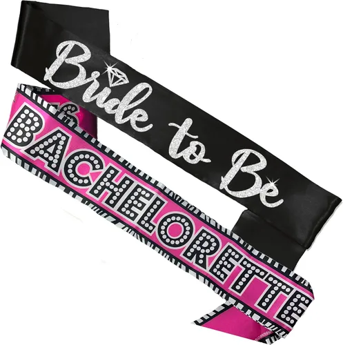 Miniatura 11 de Bachelorette Party Sashes Black - BRIDAL GRADE SATIN Bride to Be Sash - Funny Lingerie Shower Gifts Juego de 2 piezas: Negro2