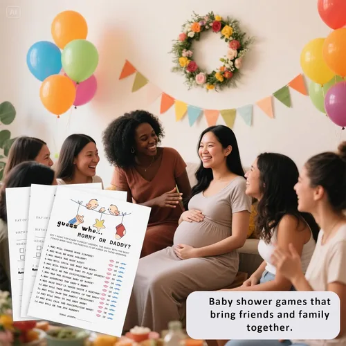 Miniatura 7 de Juegos de baby shower, 40 piezas de juegos de revelación de género, tarjetas de doble cara, 2 juegos – Predicciones y tarjetas de consejos
