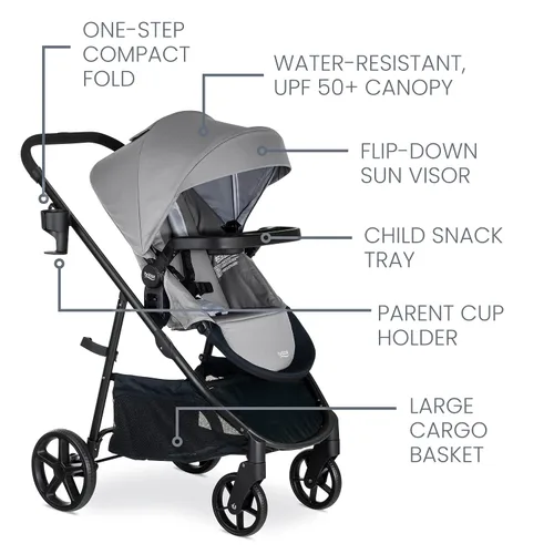 Miniatura 3 de Sistema de viaje para bebé Britax Willow Brook, conjunto de asiento de coche y cochecito con base Aspen, tecnología ClickTight, sistema RightSize