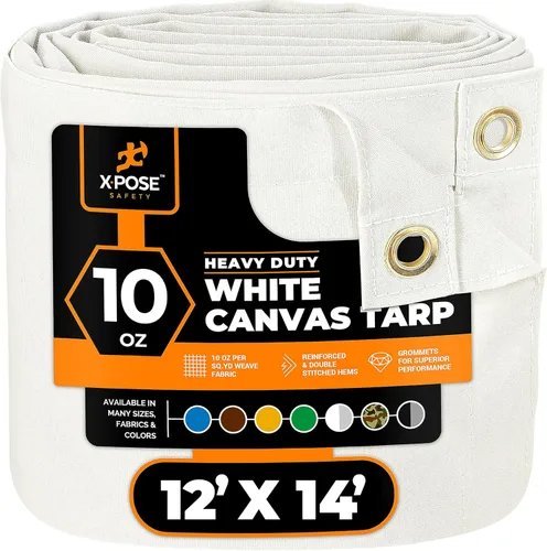 Miniatura 30 de Xpose Safety Lona de Lona - Lonas de Lona Verde de 10oz Resistentes al Agua con Ojales de Latón - Lona Multiusos para Exteriores para Campamento