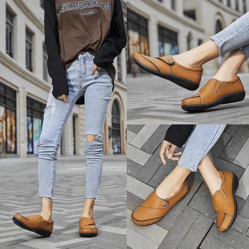 Miniatura 5 de Geoeleph Mocasines casuales para mujer, cómodos y cómodos para caminar, mocasines de cuero para conducir