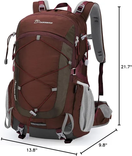 Miniatura 9 de Mochila de senderismo Mountaintop de 25L/40L, mochila de viaje ligera para senderismo al aire libre, camping, para hombres y mujeres Granate