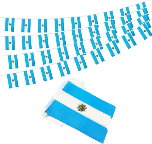 Miniatura 16 de Bandera mexicana de 100 pies, mini bandera de México, pequeña pancarta para fiestas, tiendas y bares, decoración al aire libre, 76 banderas México