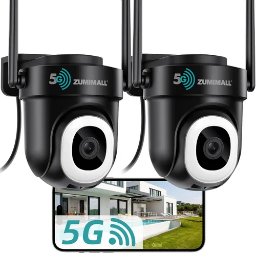 Miniatura 10 de ZUMIMALL - Cámara de seguridad para exteriores de 3 MP con cable 2.4G/5G WiFi - Pack de 2, grabación 24/7, detección de movimiento AI, blanco 2