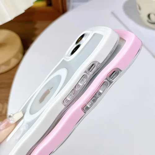 Miniatura 5 de Yeddabox Magsafe - Funda compatible con iPhone 13, diseño de ondas, lindo marco de colores de caramelo con ondas de agua, a prueba de golpes