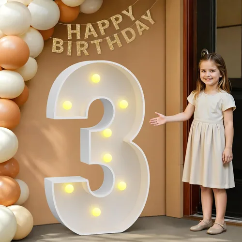 Miniatura 76 de IMPRSV Letras de mosaico iluminadas de marquesina, 4 pies para globos y fiestas, decoración de kit de arco
