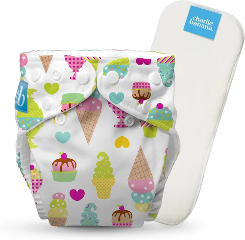 Miniatura 8 de Charlie Banana Pañales de tela, reutilizables, lavables, ajustables, talla única, para bebés y niños pequeños, con inserto absorbente, cactus verde
