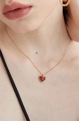 Miniatura 8 de Temoto Valentines Day Girlfriend Gifts Necklace - Gold Carnelian Crystal Heart Necklace for Women Teen Girls Love Gifts for Her
