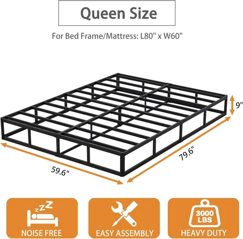 Miniatura 2 de Snaye Base de Cama con Somier Tamaño Queen de 9 Pulgadas, 3000lbs Somier Queen de Servicio Pesado de Metal, Base para Colchón, Montaje Fácil sin 9