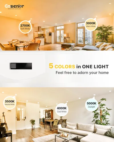 Miniatura 4 de Ensenior Paquete de 4 luces LED de 4 pulgadas, iluminación empotrable LED regulable, temperatura de color ajustable 5CCT (2700K-5000K), 7W = 77W