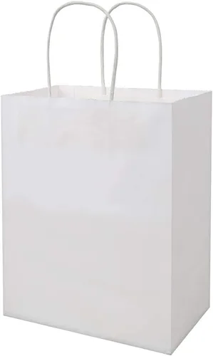 Miniatura 5 de bagmad Marrón y color cada 100 bolsas de papel medianas lisas de 8 x 4.75 x 10 pulgadas con asas a granel