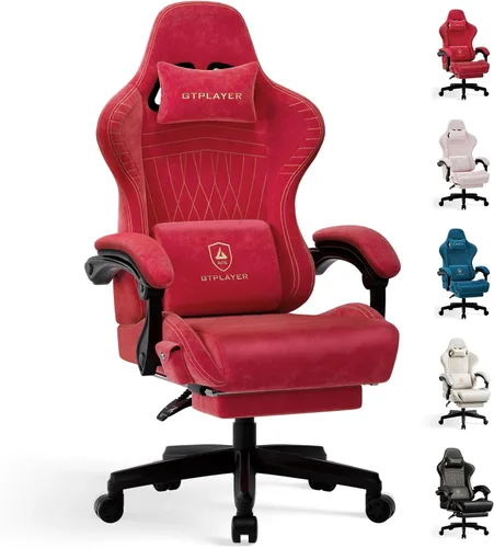 Miniatura 17 de GTPLAYER Silla de juegos para adultos, sillas ergonómicas de videojuegos con altavoces, reposapiés y reposabrazos de conexión, silla reclinable