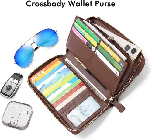Miniatura 7 de nuoku Carteras para mujeres con ranuras para tarjetas de crédito con bloqueo RFID de gran capacidad