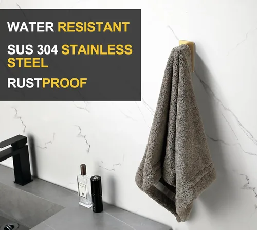 Miniatura 4 de Nolimas Ganchos adhesivos para toallas, ganchos de pared resistentes, ganchos para toallas para baño, adhesivo de acero inoxidable SUS304, ganchos