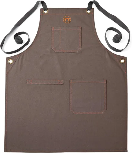 Miniatura 4 de Outset Delantal para parrilla y cocina, cuero marrón, 27" x 30