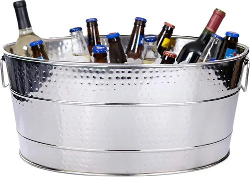 Miniatura 11 de BREKX Aspen Tina Galvanizada, Enfriador de Hielo y Bebidas de Metal con Acabado de Cobre para Fiestas, Enfriador de Fiestas Sellado Resistente a