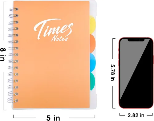 Miniatura 4 de Yoment Cuaderno de 5 materias con pestañas, cuaderno grande de 5 x 8 pulgadas con divisores, 240 páginas, cuadernos de plástico de tapa dura