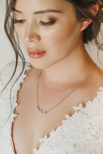 Miniatura 2 de SWEETV Collar de cristal para novia de boda para novias, collar con colgante de espalda delicada de vid de circonita cúbica para mujer, regalo