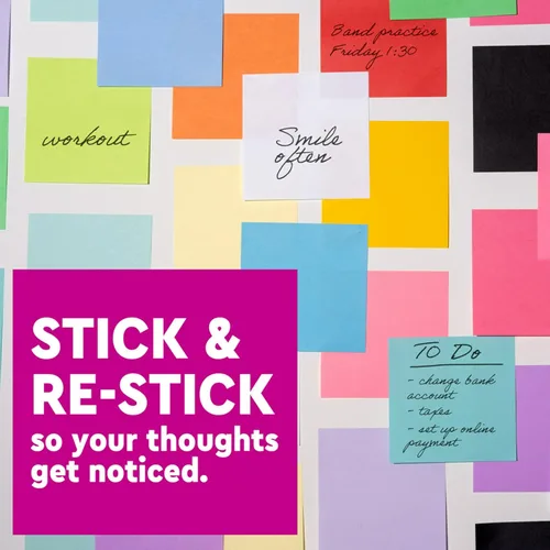 Miniatura 4 de Post-it Notas súper adhesivas, 5 blocs de notas adhesivas, 3 x 3 pulgadas, suministros escolares, productos de oficina, notas adhesivas para Menta