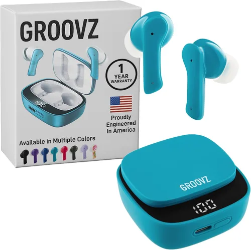 Miniatura 10 de Auriculares inalámbricos verdaderos Groovz con estuche de carga - Diseñados y fabricados en Estados Unidos - Auriculares Bluetooth resistentes al