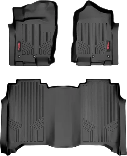 Rough Country Floor Armor Alfombrillas de Piso Delanteras y Traseras para Nissan Titan (2017–2024) y Titan XD (2016–2024) Crew Cab con Asientos