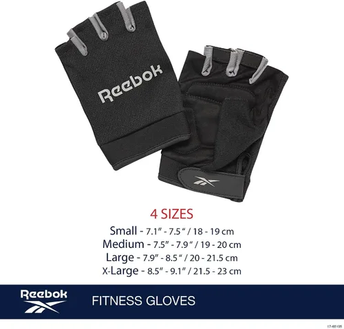 Miniatura 5 de Reebok Guantes clásicos sin dedos, guantes ligeros de fitness y para levantamiento de pesas para entrenamiento