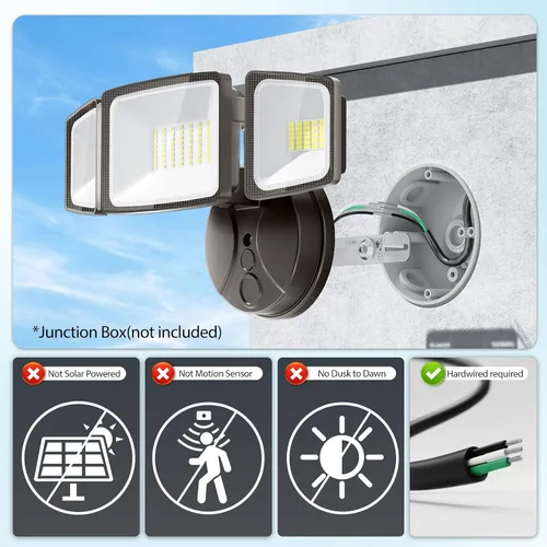 Miniatura 2 de Onforu Paquete de 2 luces de inundación de 75 W para exteriores, focos LED de 7000 lm controlados por interruptor, accesorio de iluminación exterior