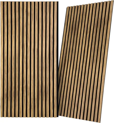 Miniatura 7 de Panel de pared de listones de madera, 2 paneles de madera insonorizados para pared y techo, paneles de pared de madera de 47.2 x 23.8 pulgadas