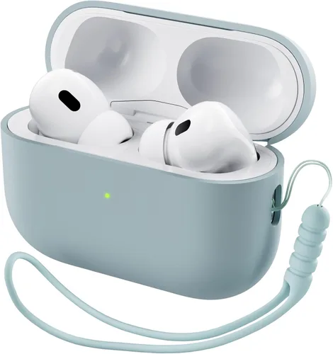 Miniatura 24 de ORNARTO Funda compatible con AirPods Pro 2 2022, silicona híbrida protectora completa para AirPods Pro de 2ª generación, cubierta frontal LED Azul