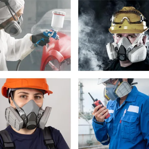 Miniatura 7 de LAUCO Kit de respirador de alta calidad, juego de cubierta reutilizable de media cara con gafas de seguridad para gas, pintura, pulido a máquina