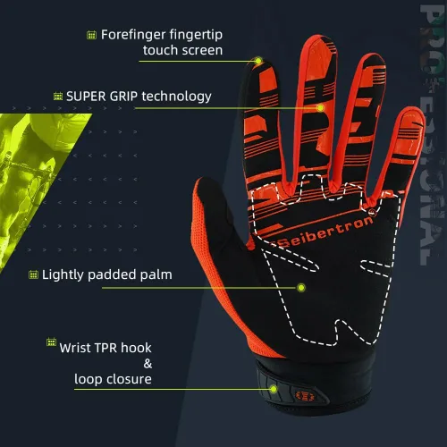 Miniatura 4 de Seibertron - Guantes unisex para bicicleta BMX MX ATV MTB, guantes para bicicleta de montaña, ciclismo, todoterreno/Dirt Bike, guantes de carretera